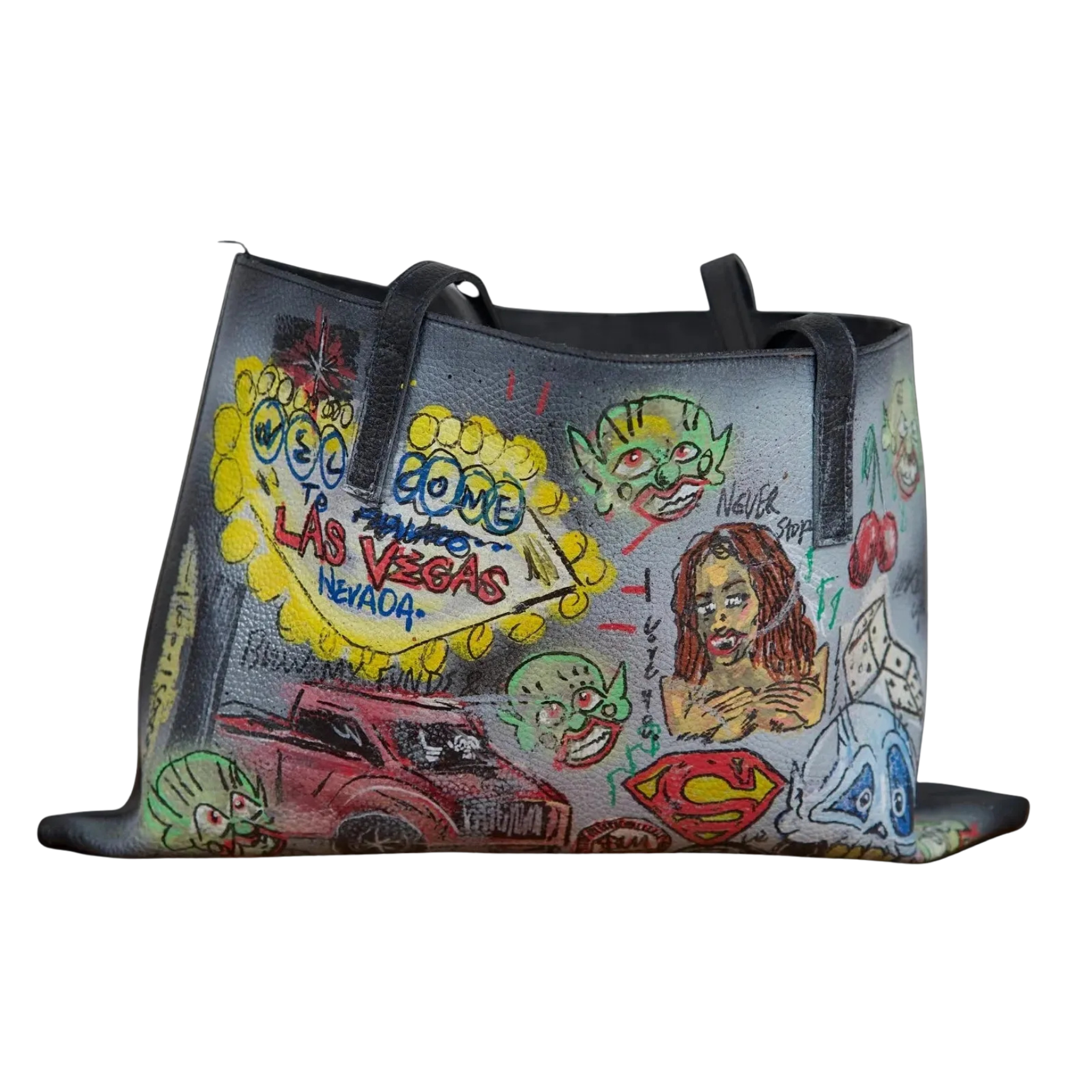 “welcome to vegas” HEMS vegan leather tote bag
