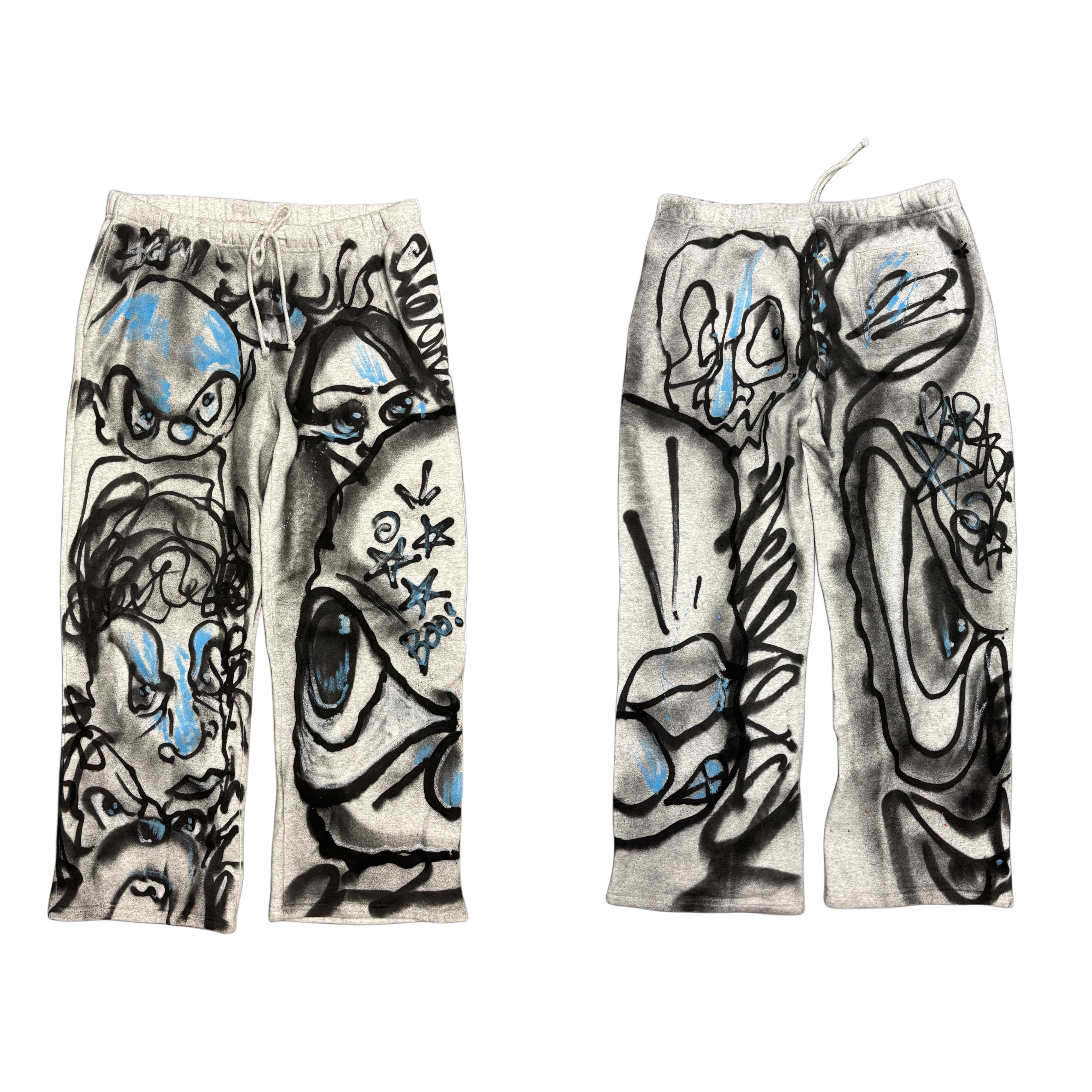 hems blue grafitti sweatpants
